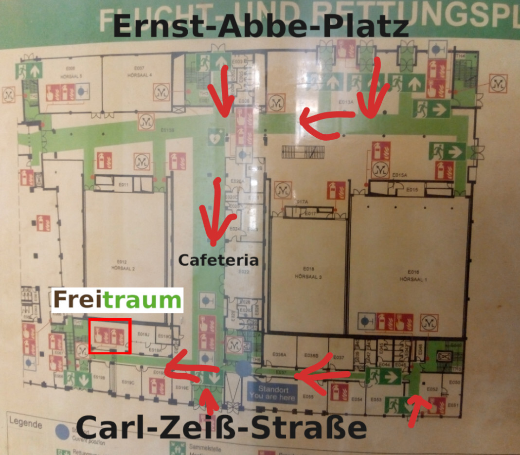 Karte mit Weg zum Freitraum